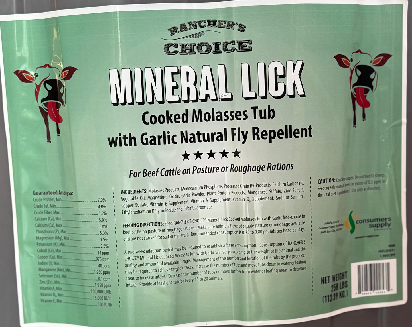 Ranchers Choice MINERAL LICK WITH GARLIC (250 pound tub)