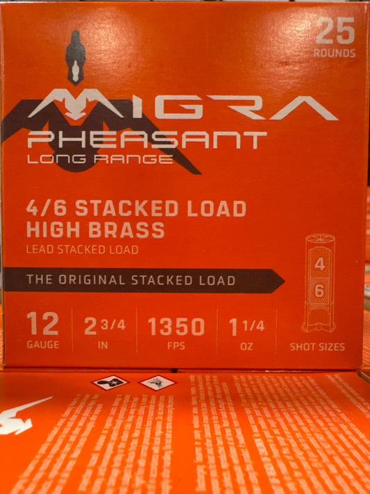 MIGRA Ammunition Pheasant Long Range 12 Gauge Shotgun Shells (25 Rounds Per Box)