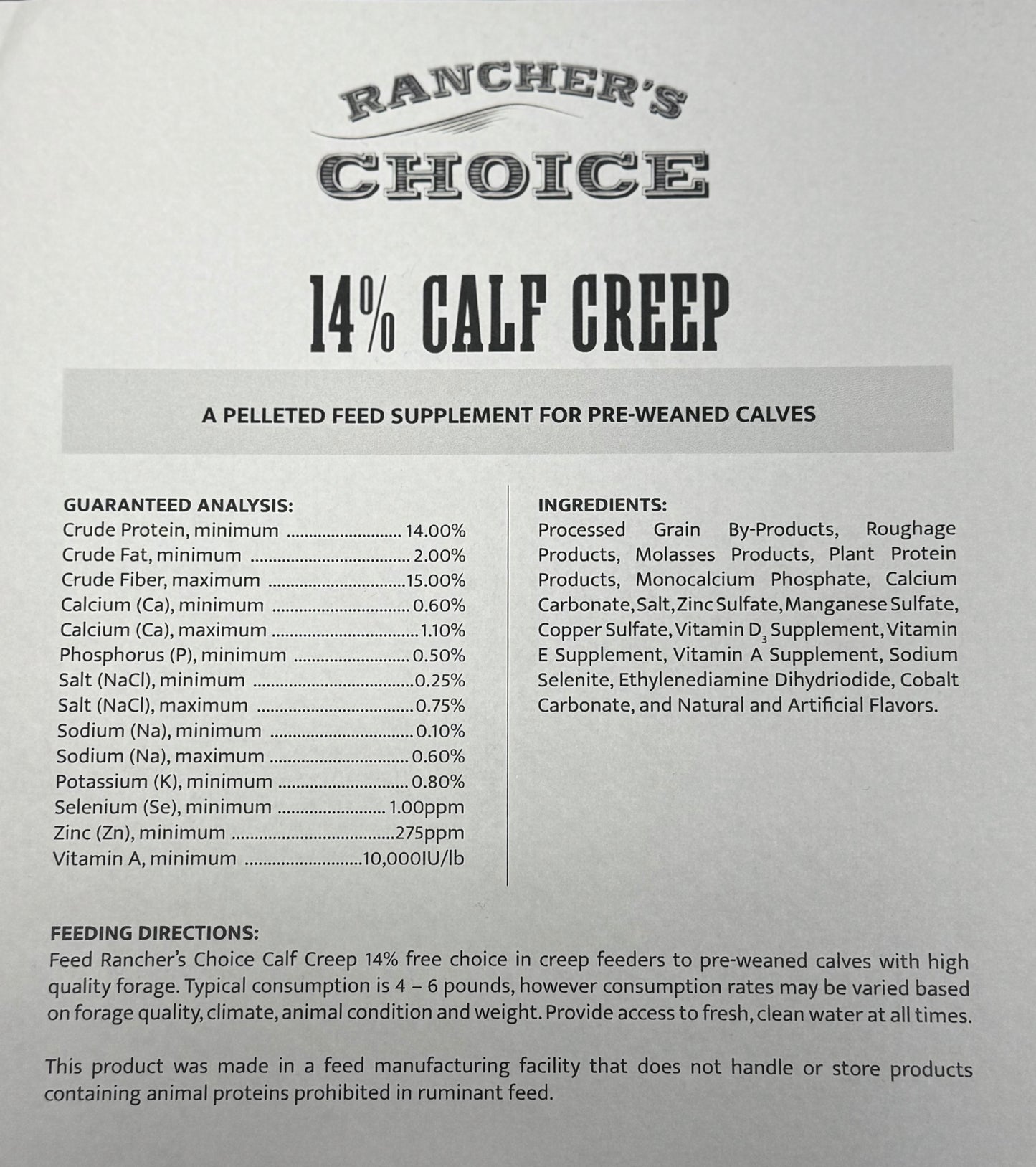 Ranchers Choice 14% Calf Creep Pellet (50# bag)