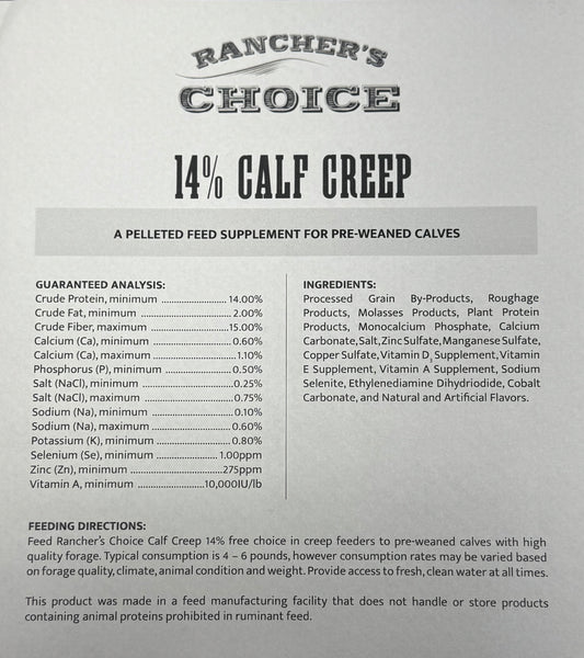 Ranchers Choice 14% Calf Creep Pellet (50# bag)
