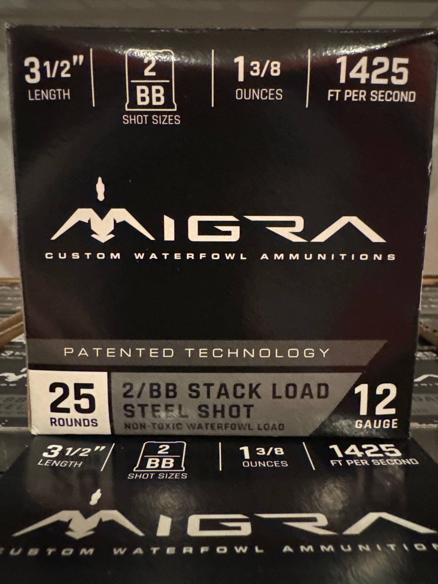 MIGRA Ammunition Stack Steel 2/BB Waterfowl 12 Gauge Shotgun Shells (25 Rounds Per Box)
