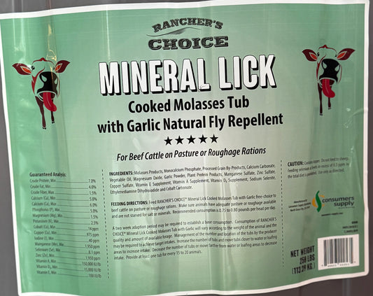 Ranchers Choice MINERAL LICK WITH GARLIC (250 pound tub)