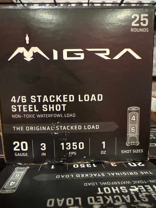 MIGRA Ammunition Steel Staxd Custom Waterfowl 20 Gauge Shotgun Shells (25 Rounds Per Box)
