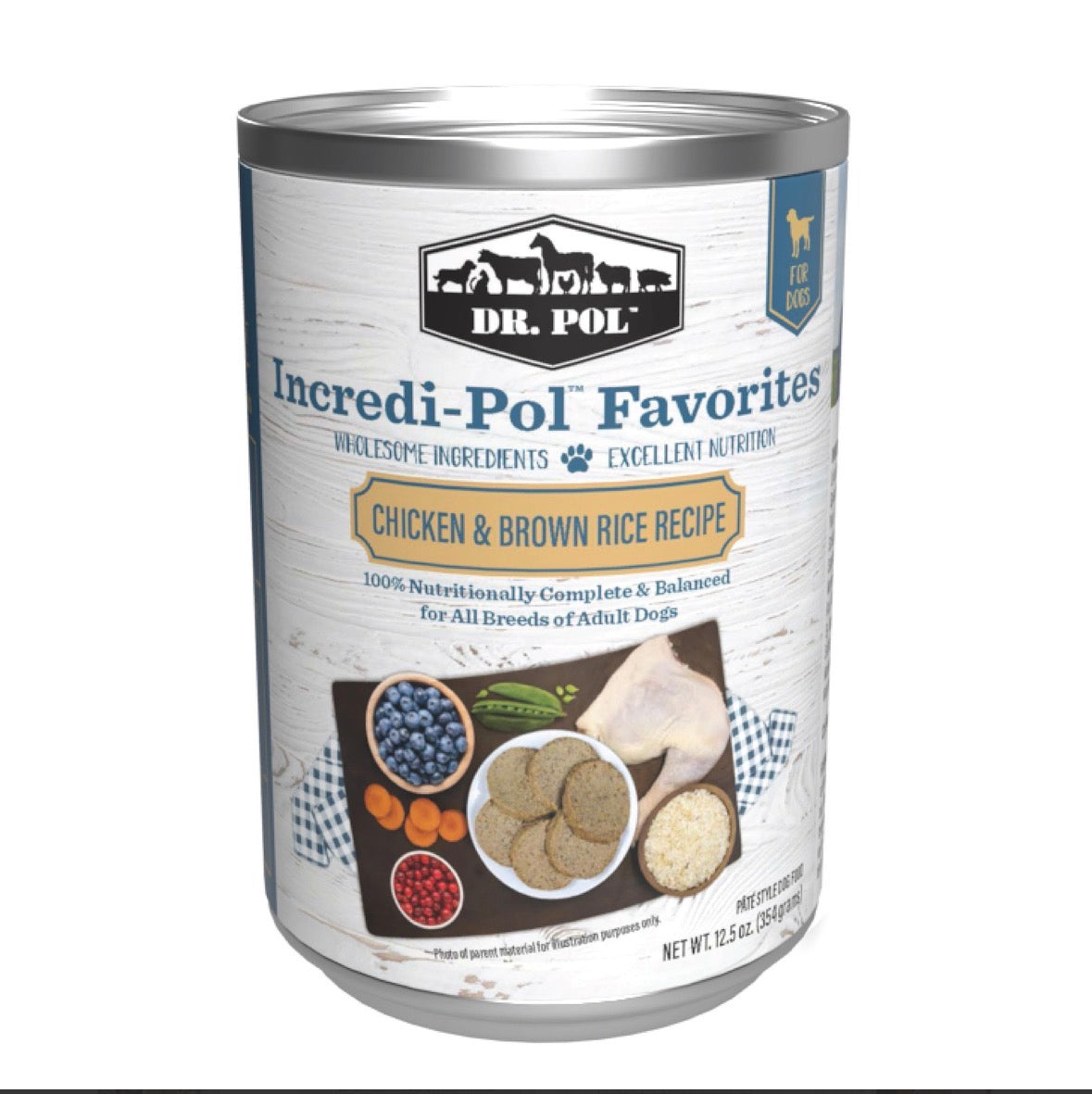 Dr. Pol Wet Dog Food - Chicken and Brown Rice 12.5 oz can (12 cans)