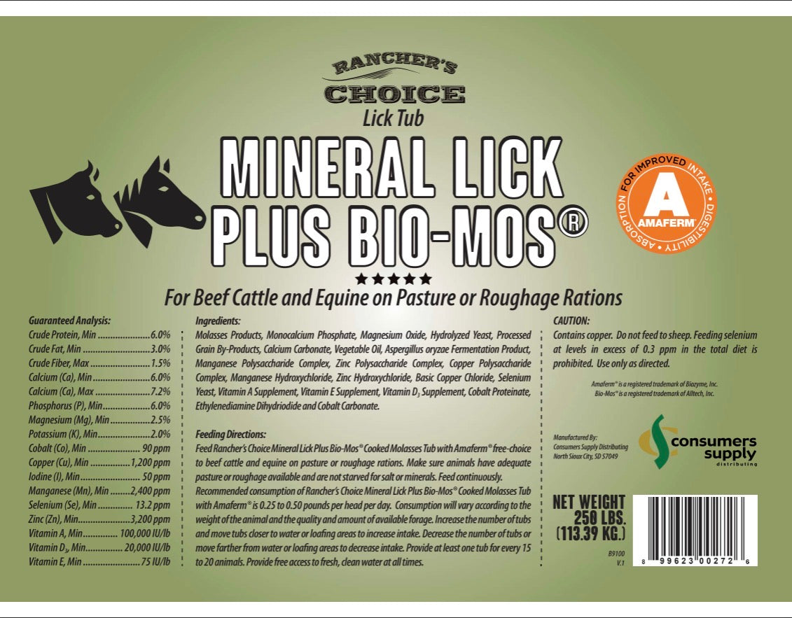 MINERAL LICK PLUS BIO-MOS W/ AMAFERM
