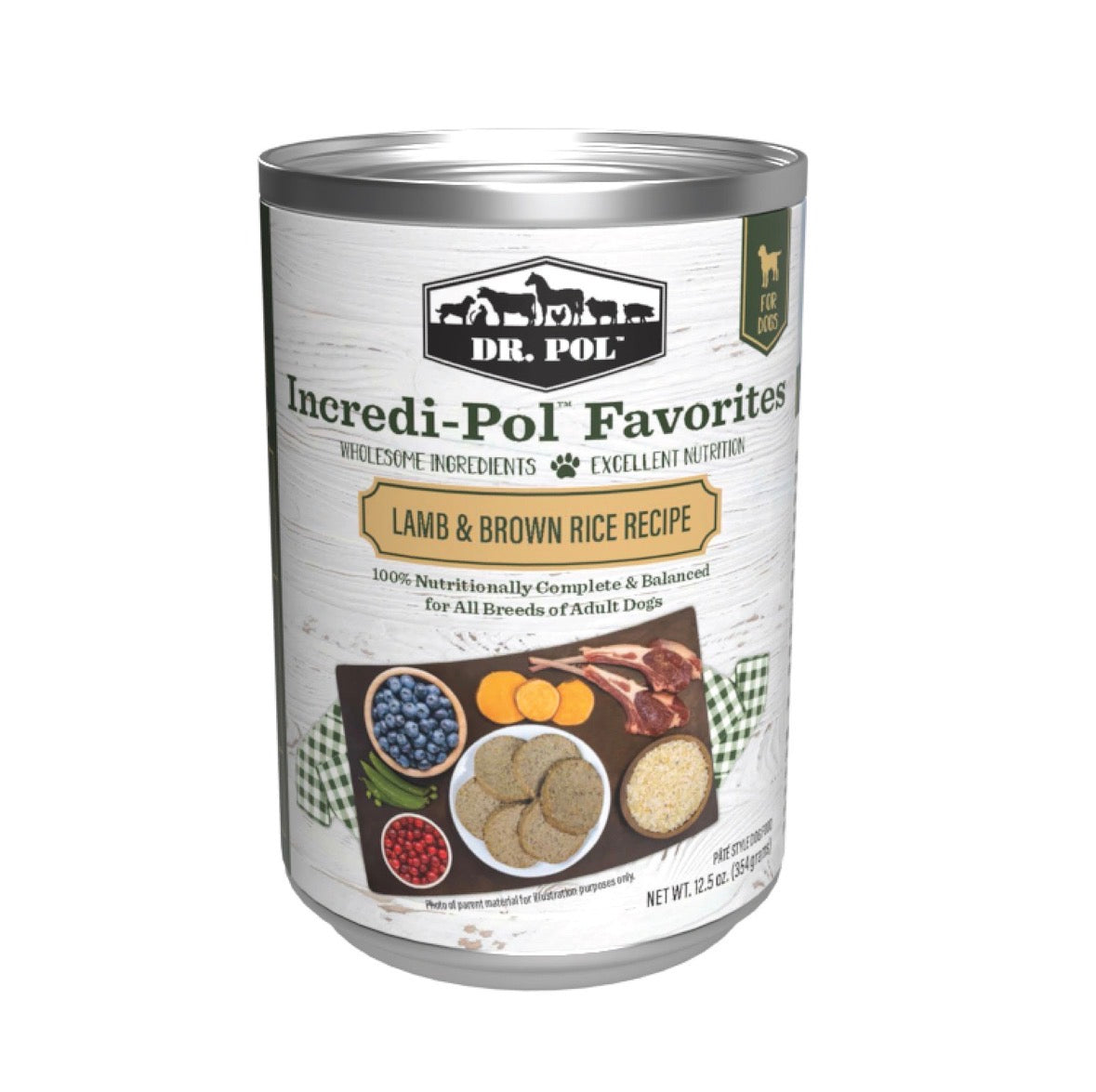 Dr. Pol Wet Dog Food - Lamb and Brown Rice 12.5 oz. Can (12 cans)