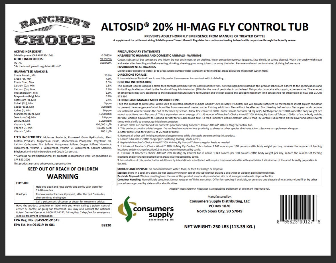 Rancher's Choice 20% HI MAG & ALTOSID FLY CONTROL