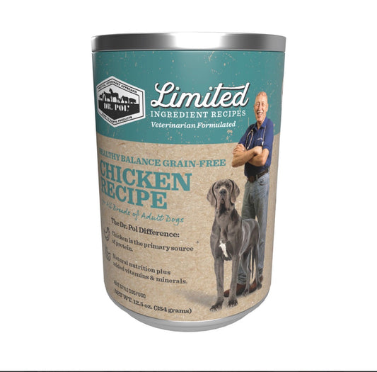 Dr. Pol Wet Dog Food Limited ingredient- GF Chicken 12.5 oz can (12 cans)