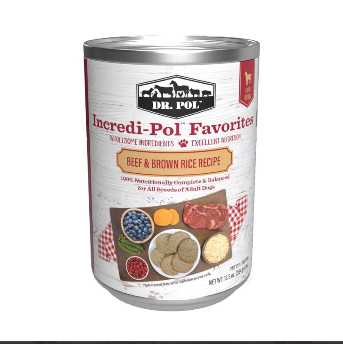 Dr. Pol Wet Dog Food - Beef and Brown Rice 12.5 oz can (12 cans)