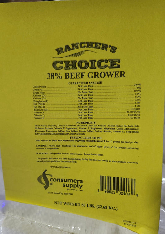 Rancher's Choice 38% BEEF GROWER Pellet