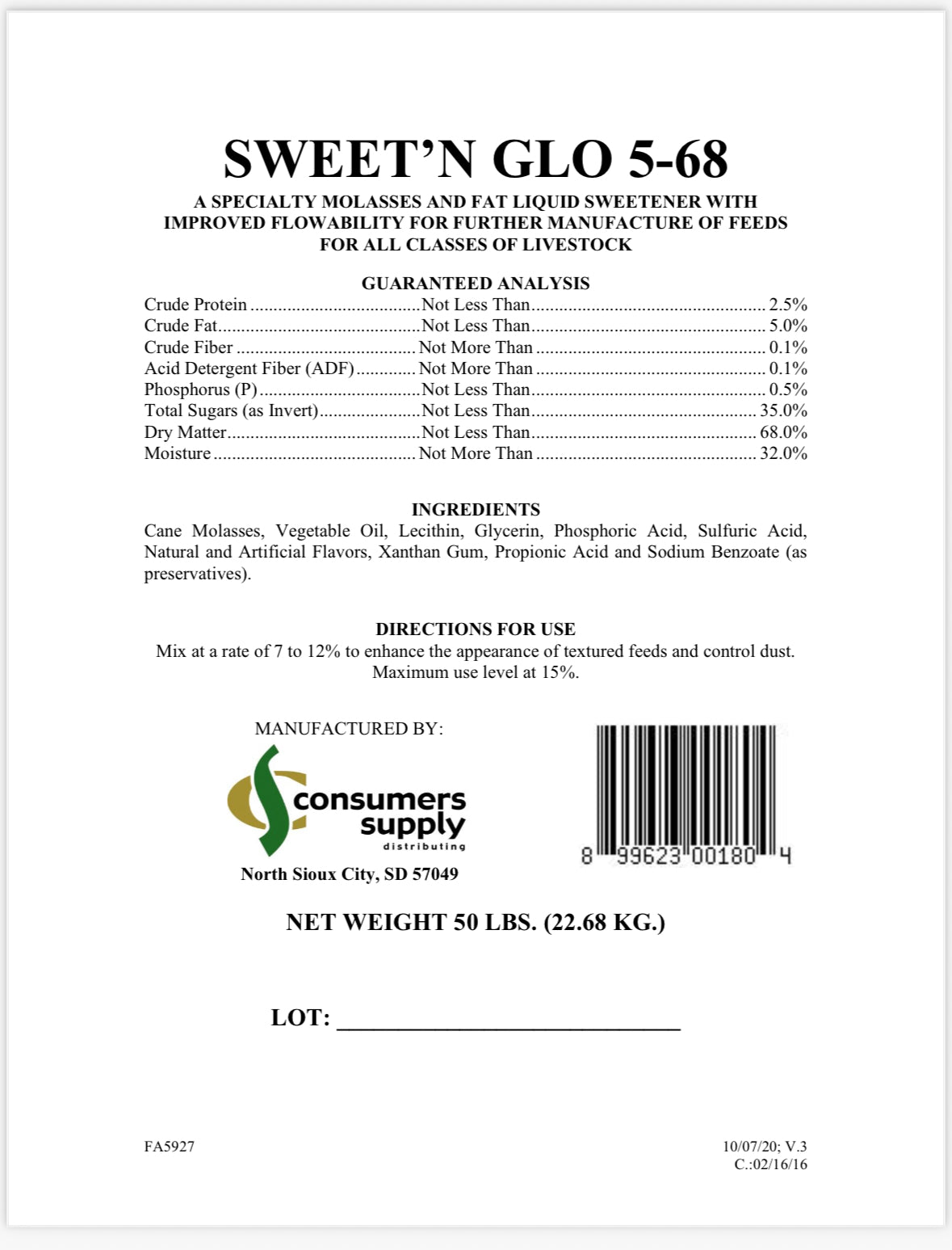 Sweet'n GLO-5-68 50 lb. Jug